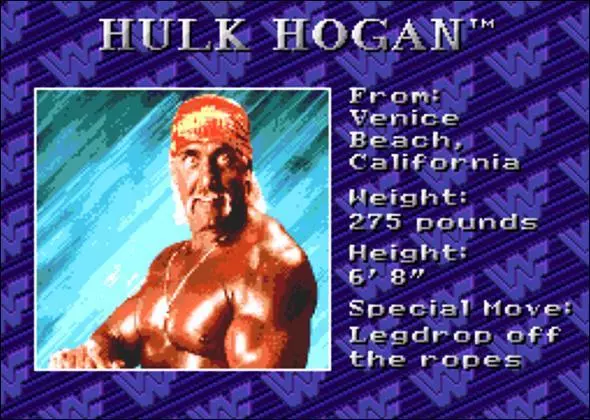 WWF Royal Rumble Game Roster Hulk Hogan - SNES - SEGA Genesis 1993