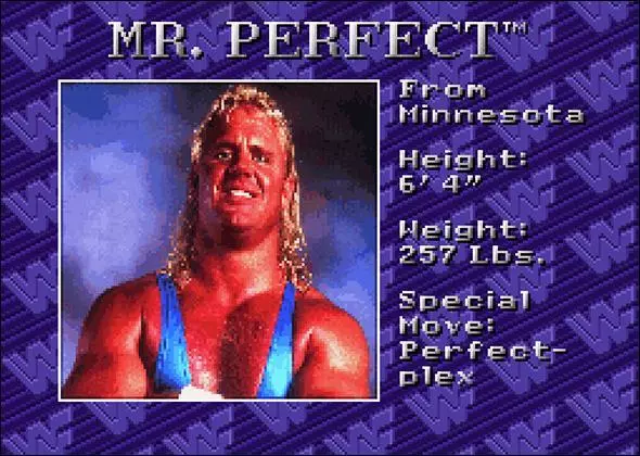WWF Royal Rumble Game Roster Mr Perfect - SNES - SEGA Genesis 1993
