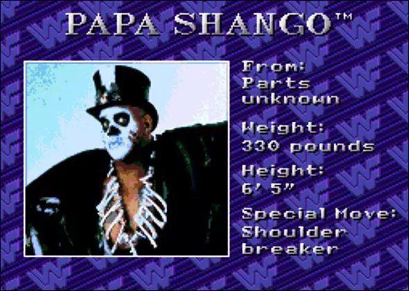 WWF Royal Rumble Game Roster Papa Shango - SNES - SEGA Genesis 1993