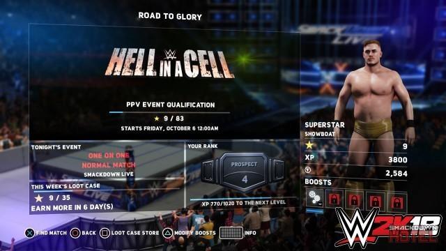 WWE2K18 MyPlayer 11 RTG MainScreen