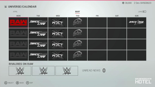 WWE2K19 Screen WWEUniverse Calendar WWE2K19 Screen WWEUniverse Calendar