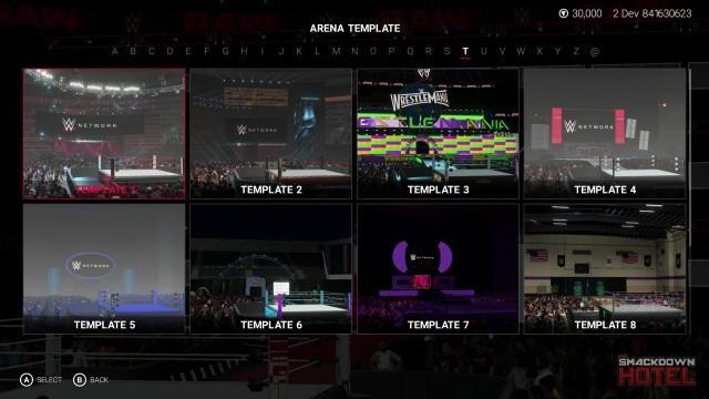 WWE2K19 Screen CreateAnArena Templates