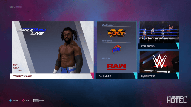 WWE2K20 Universe Main Menu