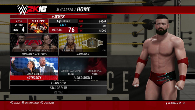 WWE2K16 Career Menu WWE2K16 Career Menu