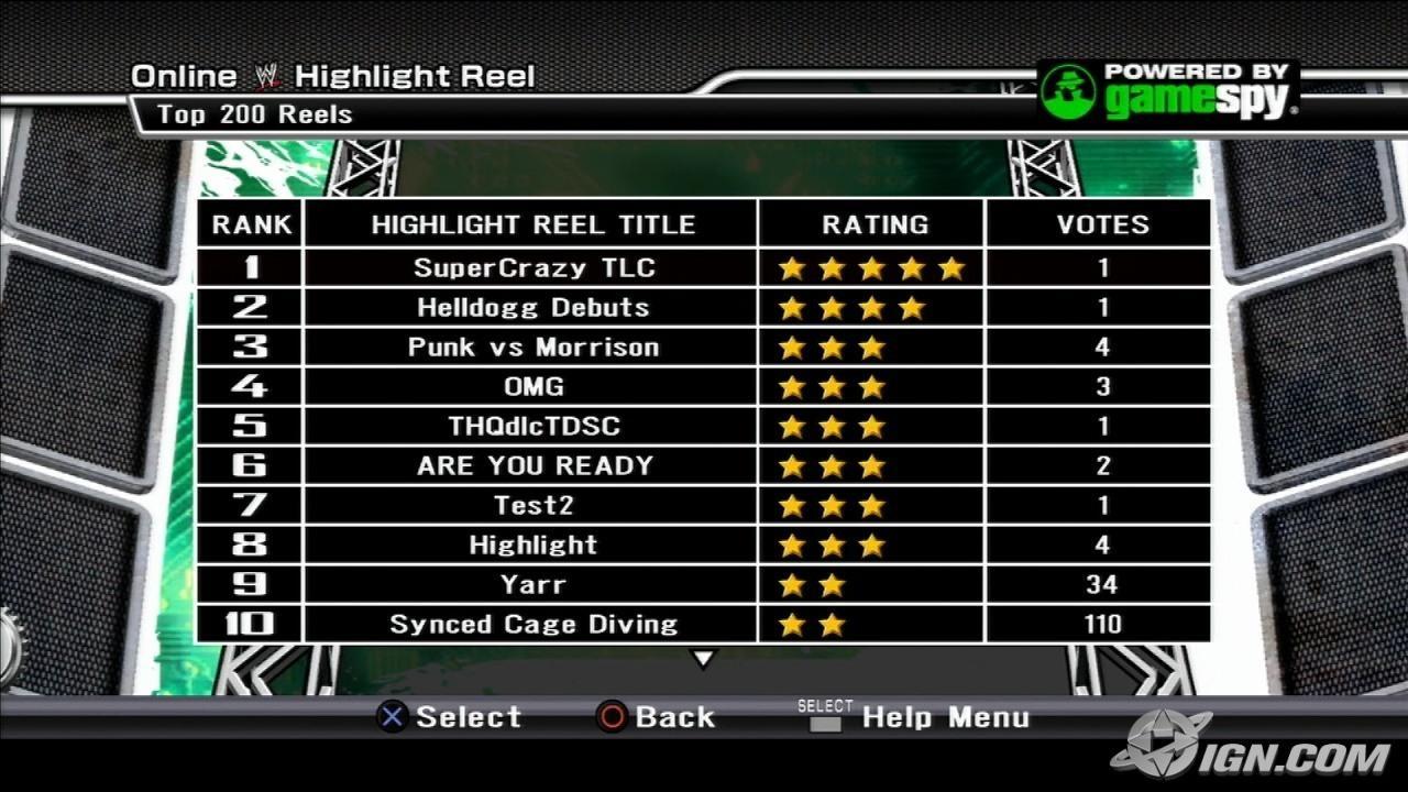 Create A Finisher Highlight Reel Wwe Smackdown Vs Raw 09 Info Features