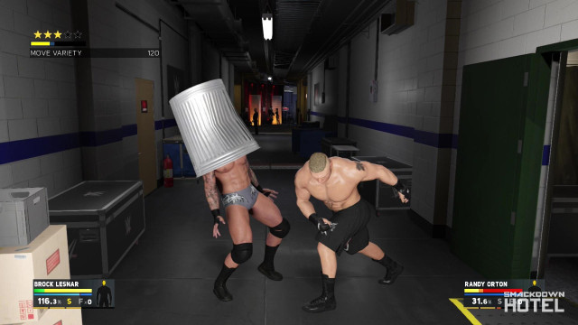 Wwe 2k17 - brock lesnar vs. randy orton - backstage brawl trashcan Wwe 2k17 - brock lesnar vs. randy orton - backstage brawl trashcan
