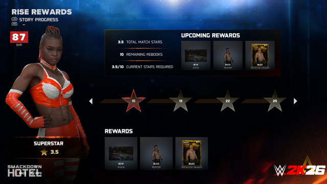 wwe 2k26 myrise matches rewards