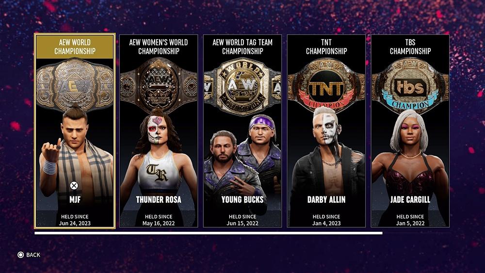 aew fight forever championships titles list default champions 1