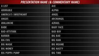 Wwe 2k16 Create A Superstar Commentary Names Full List - cool nicknames for wrestling