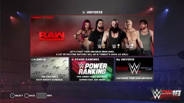 WWE2K18 Universe1 HomeScreen