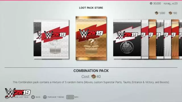 WWE2K19 MyPlayer LootPacks