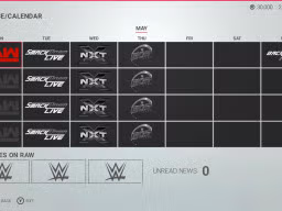 WWE2K19 Screen WWEUniverse Calendar