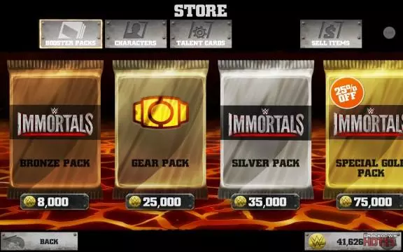 Immortals Store Packs