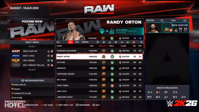 WWE 2K26 MyGM Mode - The Draft