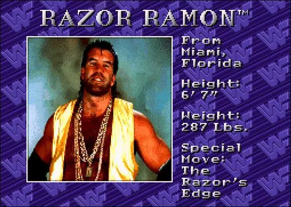 WWF Royal Rumble Game Roster Razor Ramon Scott Hall - SNES - SEGA Genesis 1993