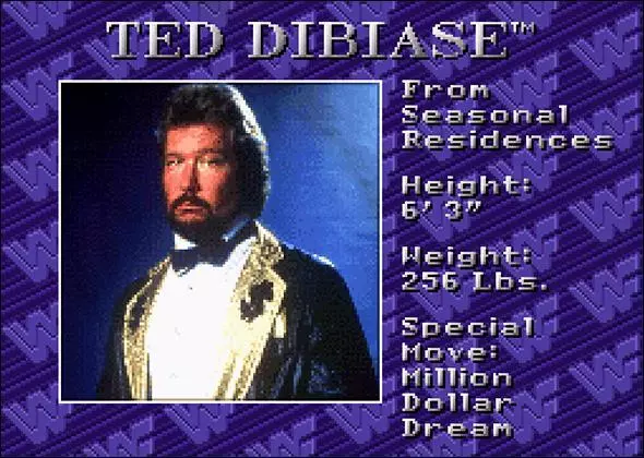 WWF Royal Rumble Game Roster Ted DiBiase Million Dollar Man - SNES - SEGA Genesis 1993