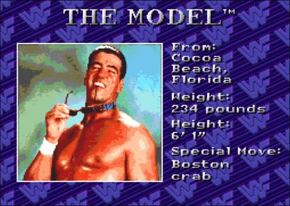 WWF Royal Rumble Game Roster The Model Rick Martel - SNES - SEGA Genesis 1993