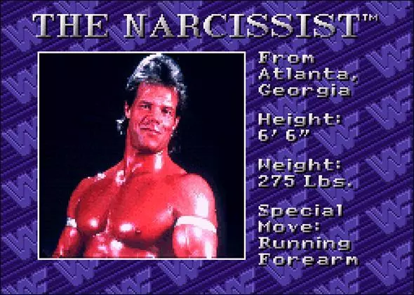 WWF Royal Rumble Game Roster The Narcissist Lex Luger - SNES - SEGA Genesis 1993