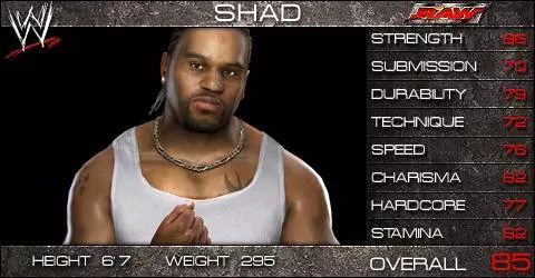 Shad - WWE SmackDown vs. Raw 2009 Roster Shad - WWE SmackDown vs. Raw 2009 Roster