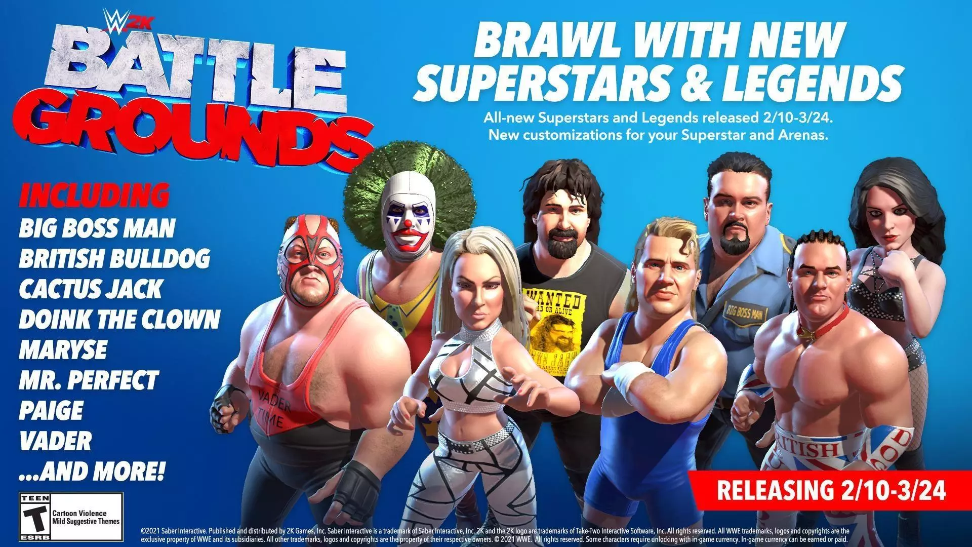 WWE 2K Battlegrounds DLC Update #5: Mr. McMahon, Doink the Clown, Paige, British Bulldog and more!