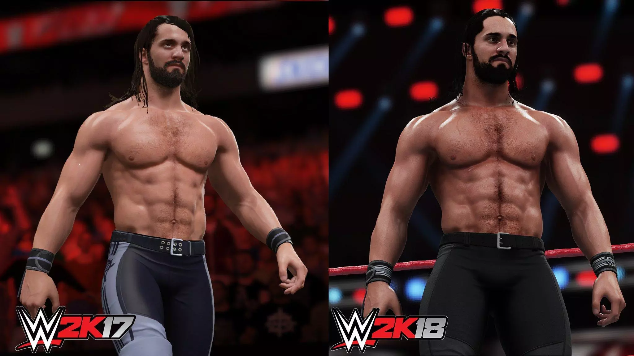 WWE2K18 vs 2K17 Seth Rollins Graphics Comparison