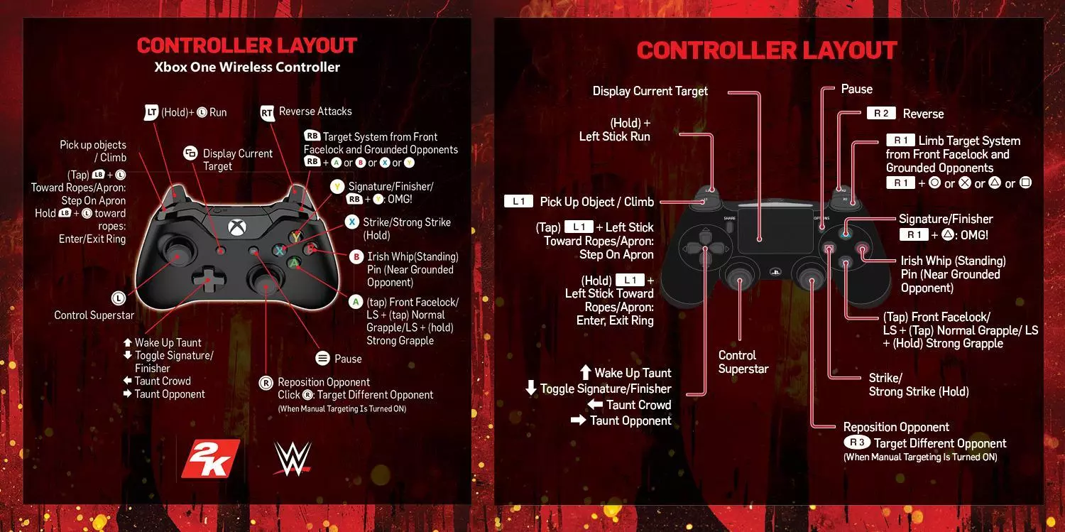 WWE 2K18 Game Manual Pad Controller for PS4, Xbox One and PC