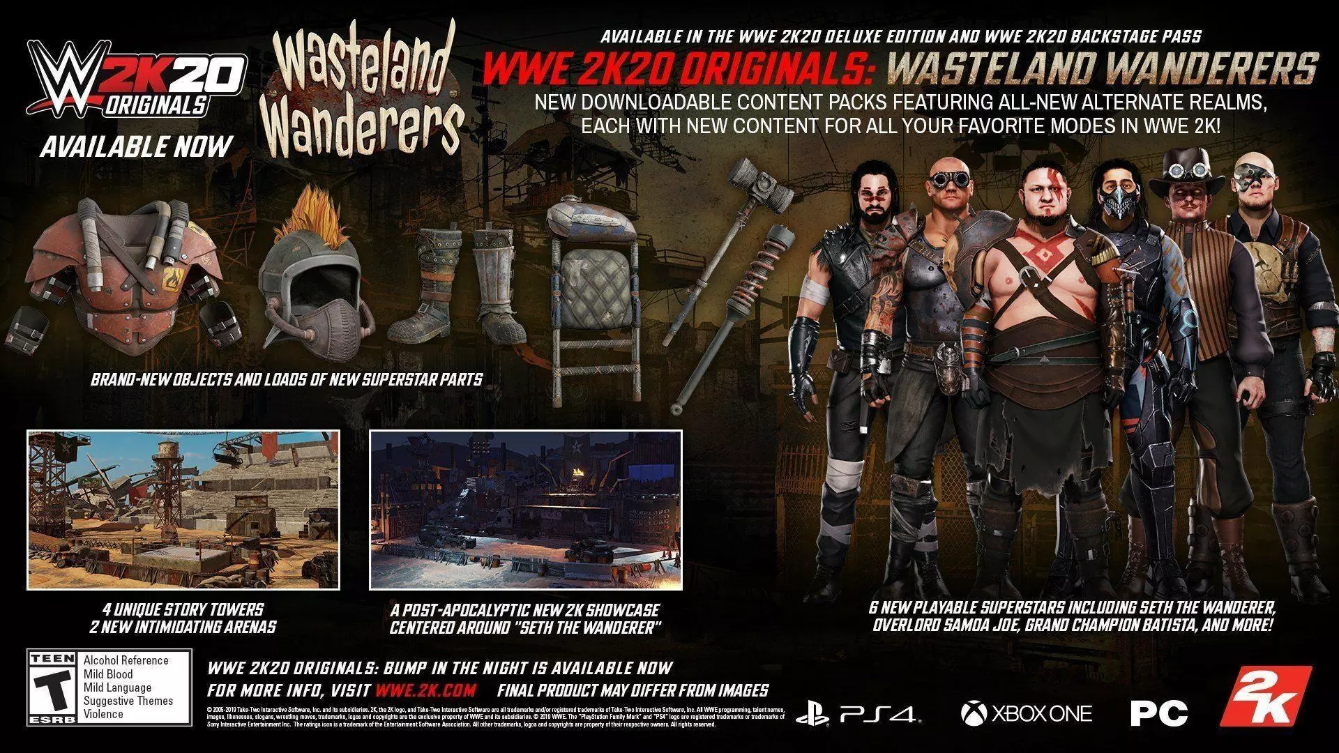 wwe 2k20 dlc wasteland wanderers infographic