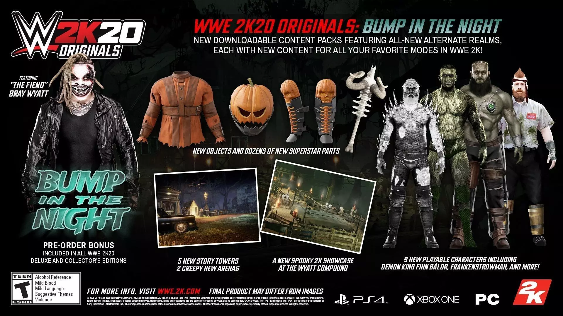 wwe 2k20 originals bump in the night infographic