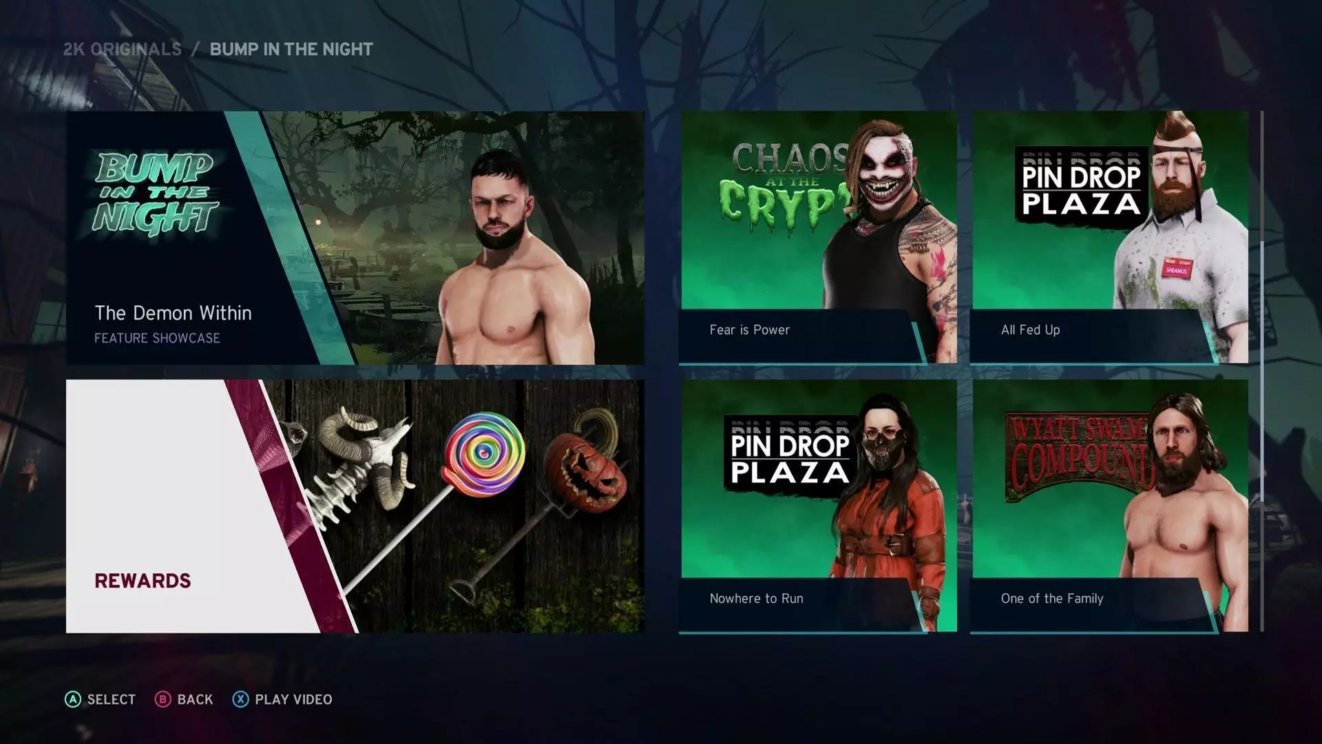 wwe 2k20 originals bump in the night screen