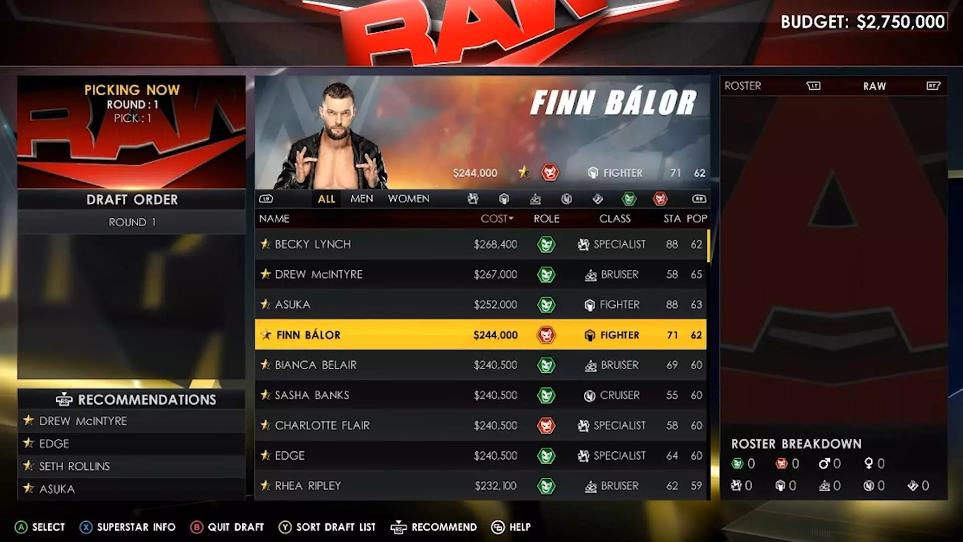 wwe 2k22 mygm draft