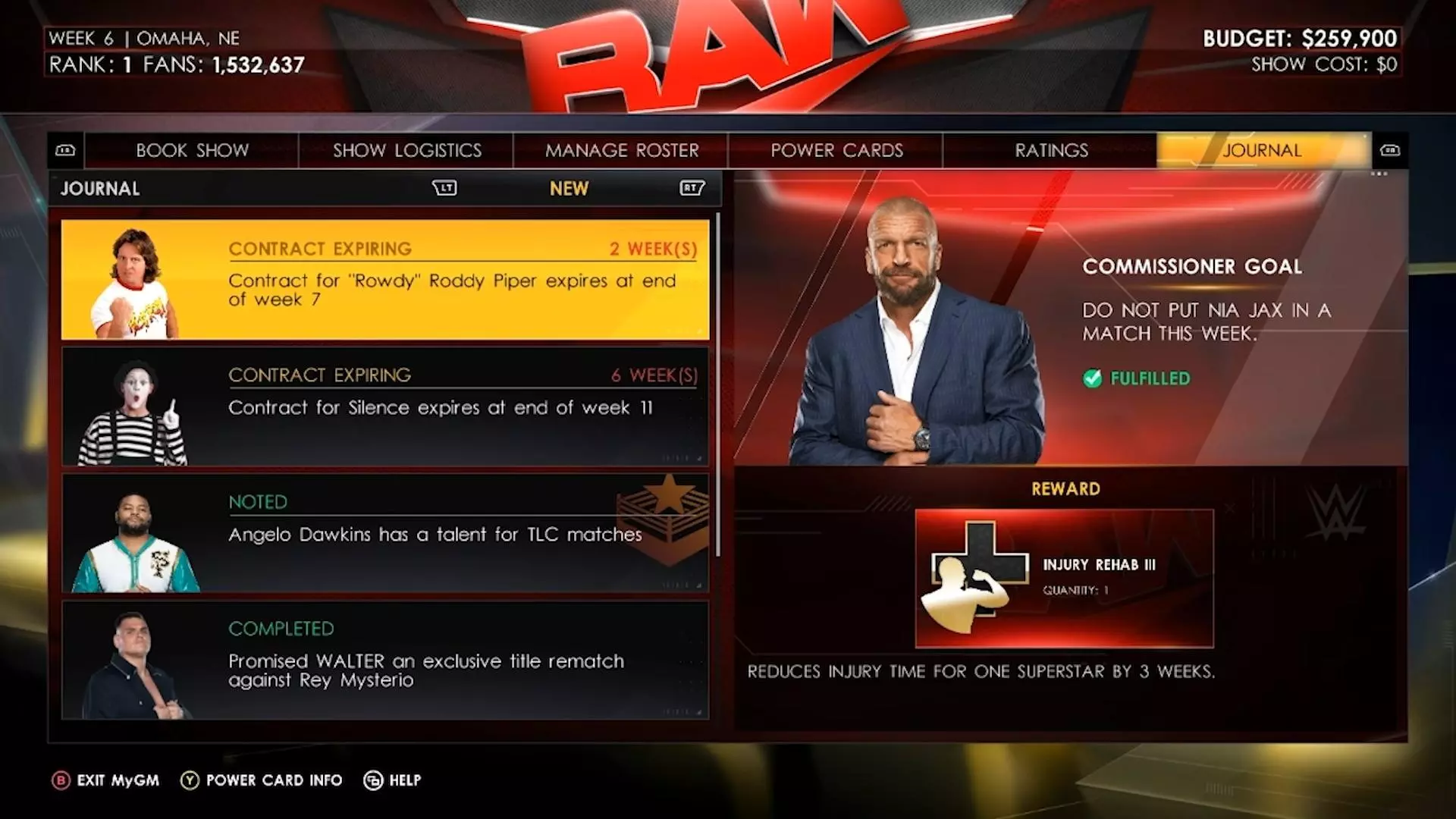 wwe 2k22 mygm journal