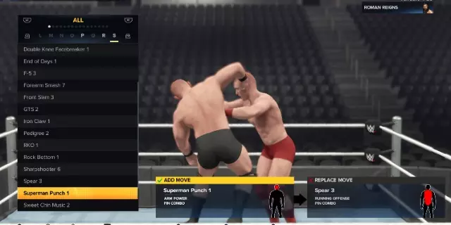 WWE 2K23 customizing the catch finisher for Roman Reigns