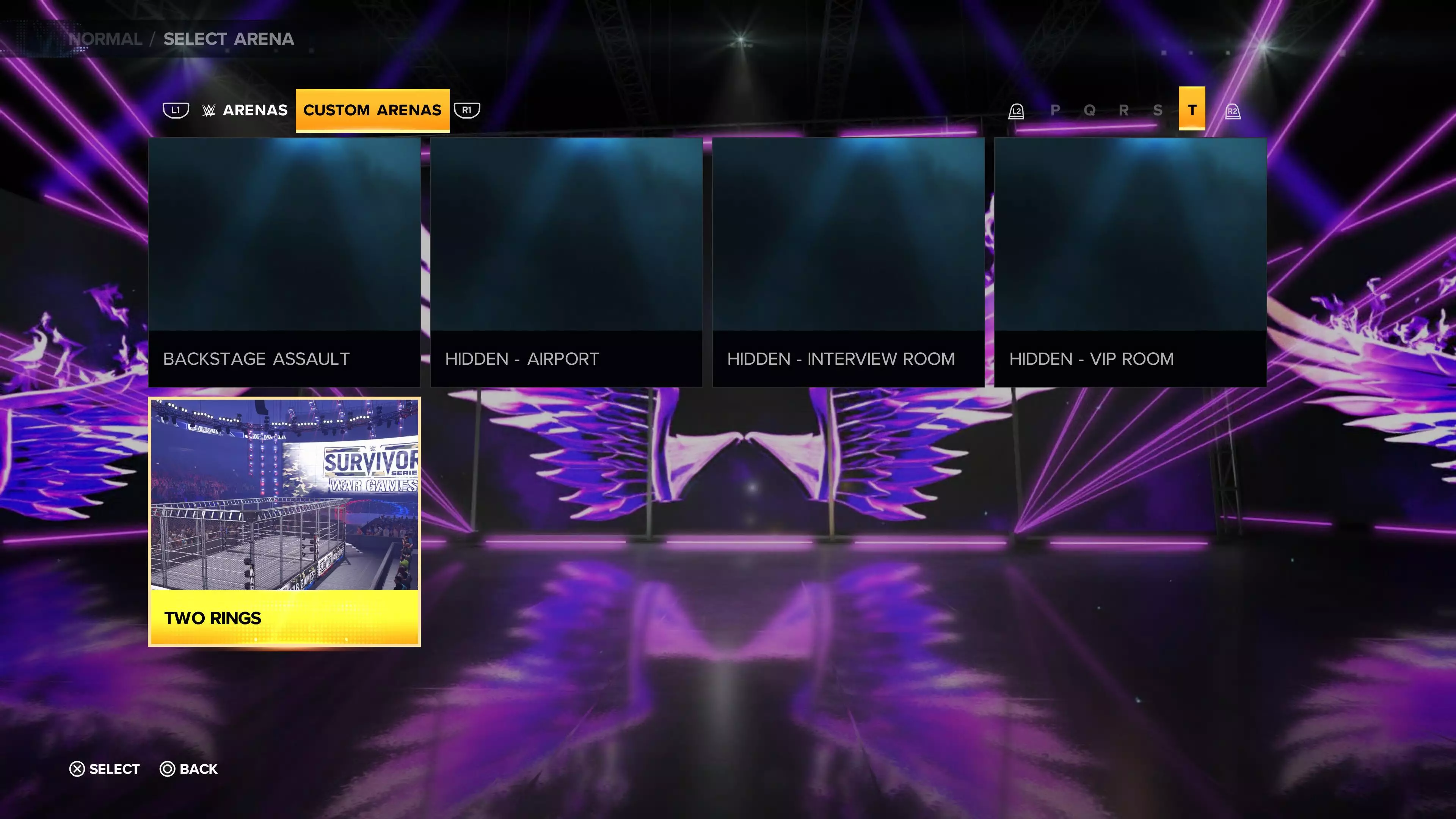 wwe 2k23 two ring arena selection screen