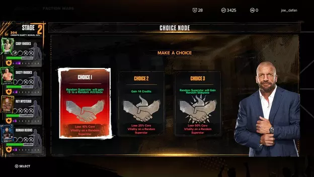 wwe2k24 myfaction choice node