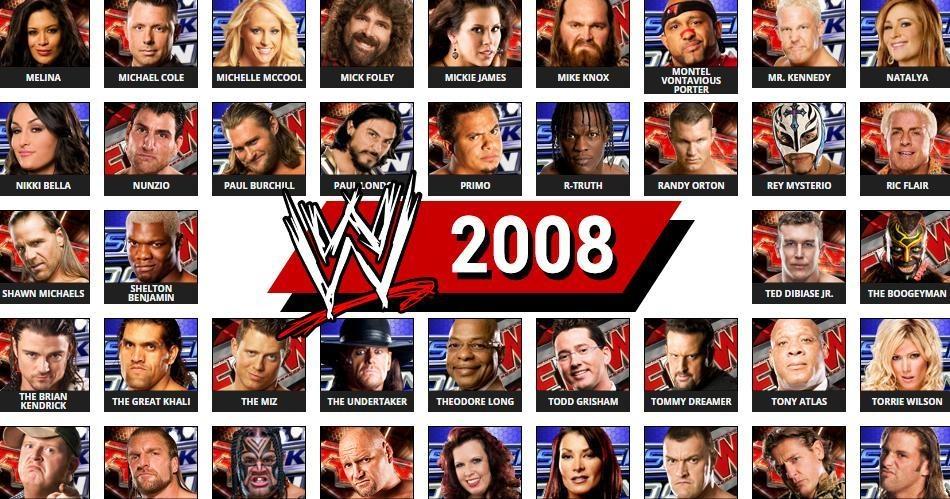 Full Wwe Roster In Year 08 World Wrestling Entertainment Rosters History Database Pro Wrestling Database
