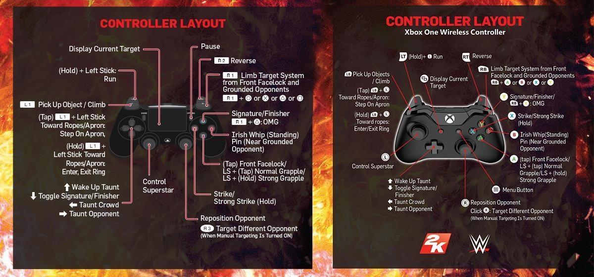 WWE 2K17 Game Manual Pad Controller Xbox One PS4.