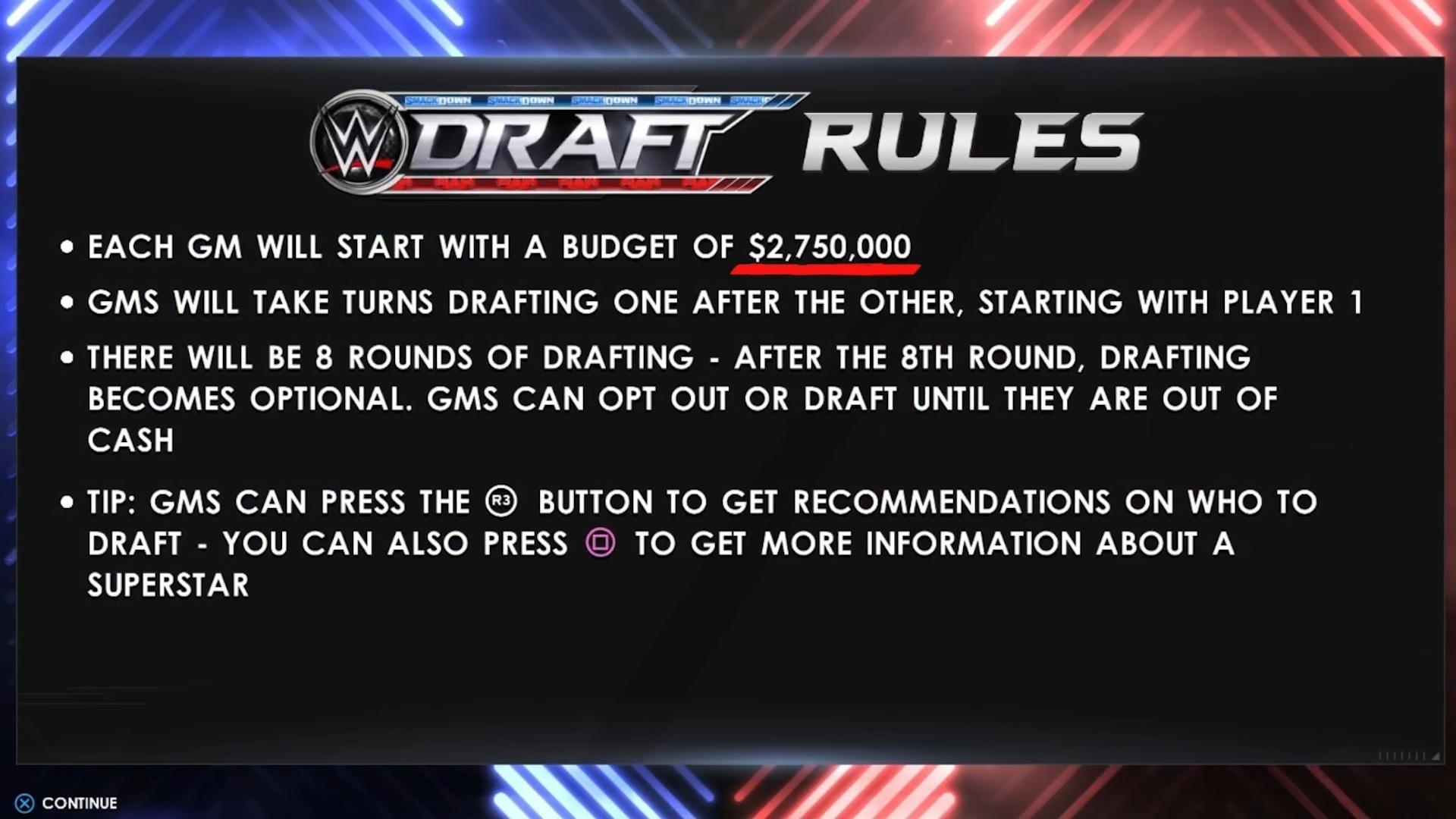 wwe 2k22 mygm draft rules