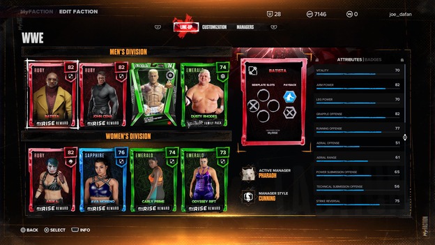 wwe2k24 myfaction lineup