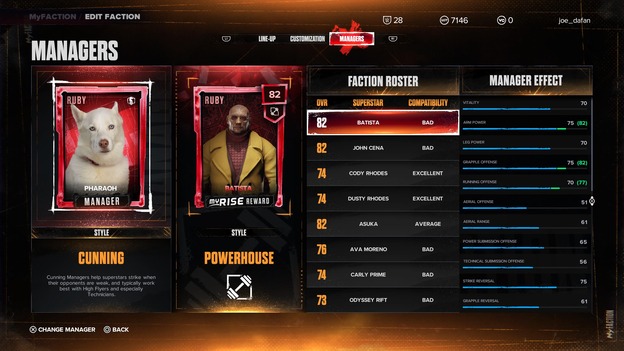 wwe2k24 myfaction manager effects