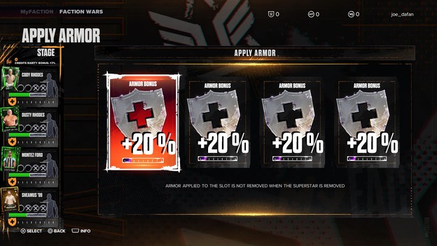 wwe2k24 myfaction armor bonus
