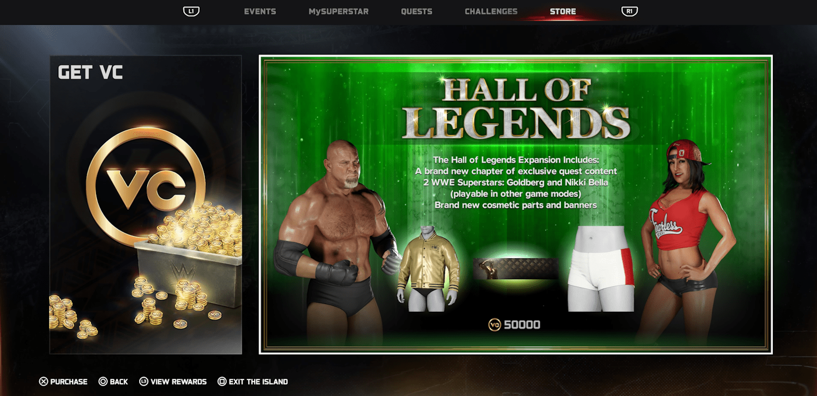 This is where you can buy Goldberg and Nikki Bella's DLC in WWE 2K25.